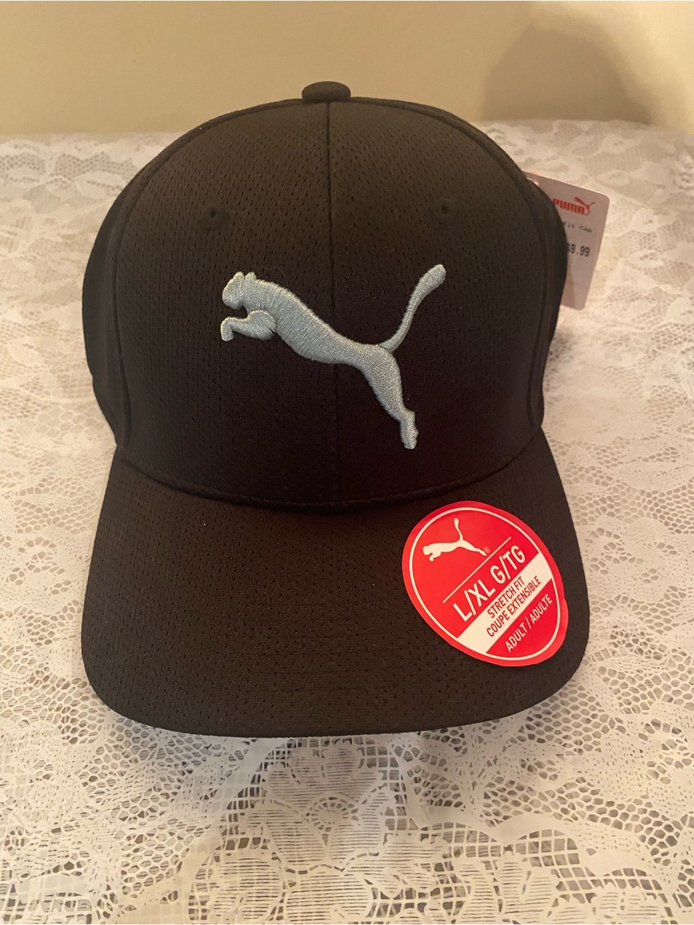 New Puma Black/Aqua Blue Stretch Fitted Hat Size L/XL